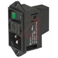 [104371] IEC C14 Power Connector Switch med GRØN lys, 2xFuse