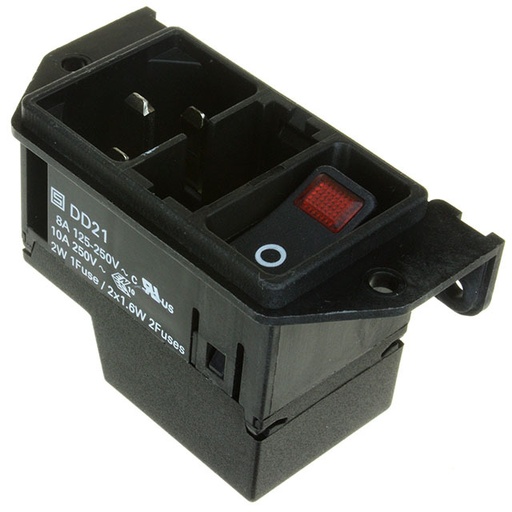 [104374] IEC C14 Plug Switch Fuse med RØD lys i switch