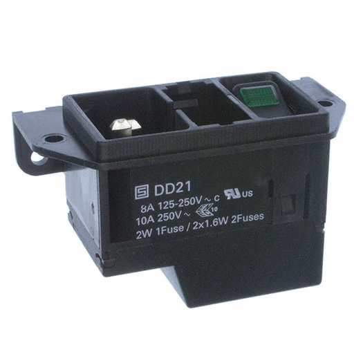 [104375] IEC C14 Plug Switch Fuse med GRØN lys i switch