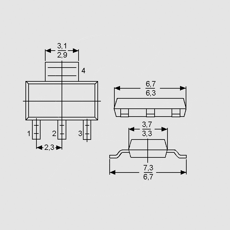 [106759] P-Ch 60V 1,9A 1,8W 0,3R SOT223