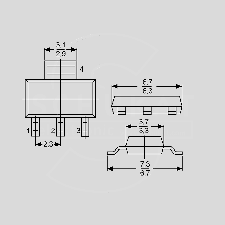[107382] SMD Triac 1A 600V 3mA SOT223