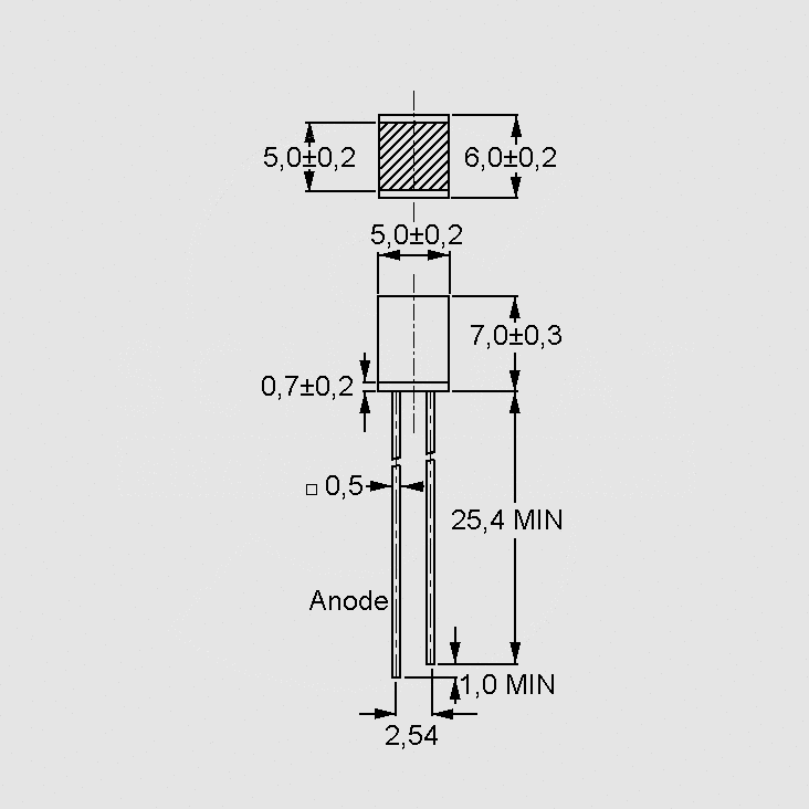 [107456] LED Diffuse Yellow 20mcd 170&deg; 5x5mm