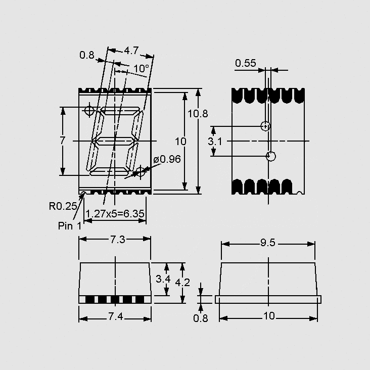 [107590] SMD-7Seg 7mm CA Red 11,7mcd