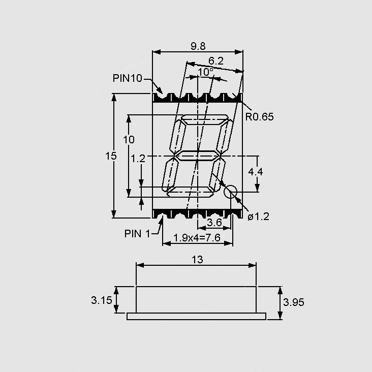 [107591] SMD-7Seg 10mm CA Red 37,8mcd