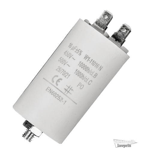 [117295] Motorstart kondensator 16uF, 450V Ø40x70mm