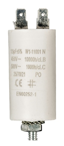 [117300] Motorstart kondensator 1,5uF, 450V Ø30x57mm.