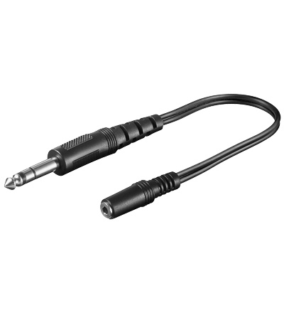 [117721] 6,3mm. Stereo Han - 3,5mm. Stereo Hun Adapterkabel 20cm.
