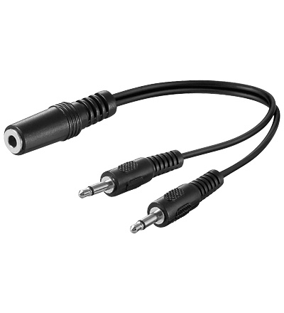 [118403] 2 x 3,5mm. Mono Han - 3,5mm. Stereo Hun Adapterkabel 20cm.