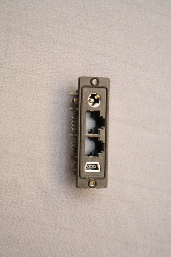 [119134] Printbøsning: RJ45-RJ11-DC-MiniUSB Print 90° skærmet