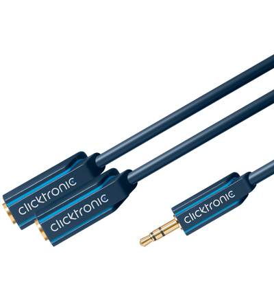 [120407] 3.5mm. Stereo Han - 2 x 3,5mm. Stereo Hun Adapterkabel 10cm