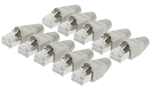 [121822] Cat.6/solid/utp 8P8C RJ45 for RUND kabel/ m. kappe, 10 stk.