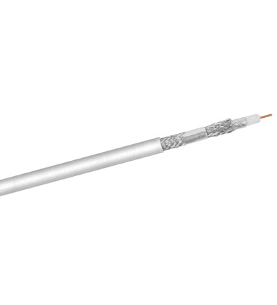 [122259] 7,2mm COAX-kabel, 4-dobbelt skærmet, 75 ohm, Hvid, 1m