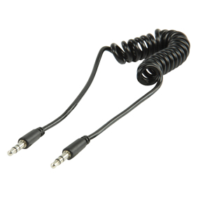 [122847] Minijack Stereo Spiralkabel, han>han, 1m.