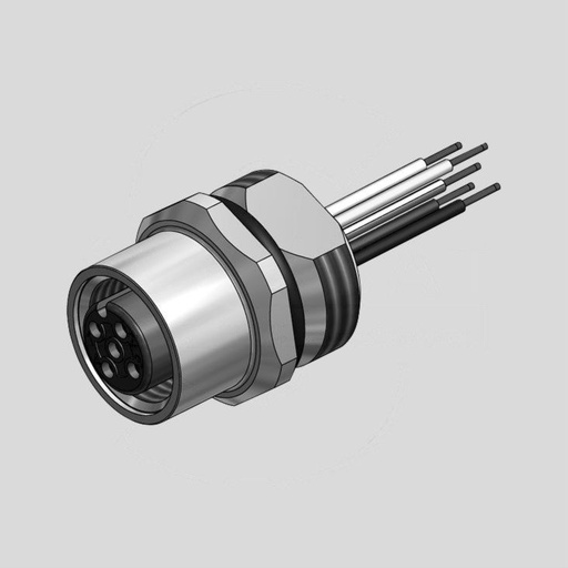 [126911] Female Socket with Wires 4-Pole Front