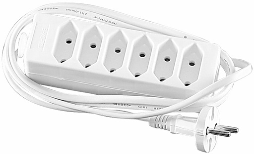 [127329] EURO, 6-stikdåse, 1,5 m., hvid