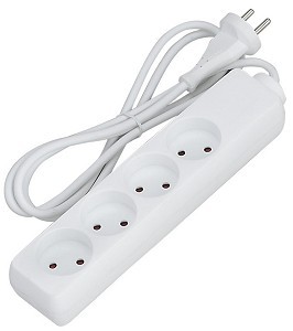 [127337] 4-Stikdåse, Uden jord, HVID, 1,5 m. kabel