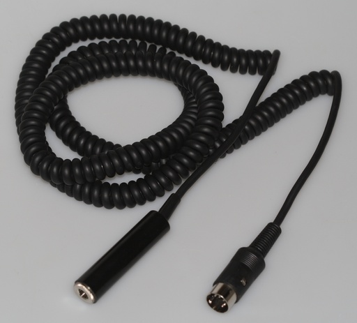 [129585] DIN til 6,35mm stereo jack med spiralledning 1/3m