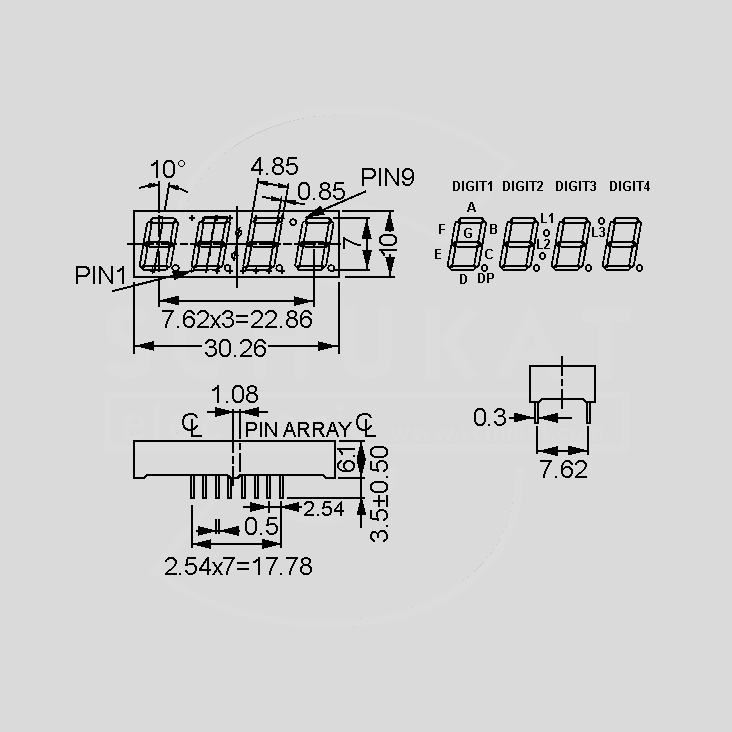 [130569] 4Dig 7Seg 7mm CC rot LowCur 600µcd