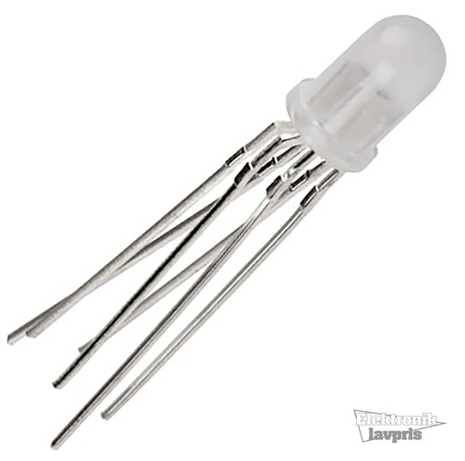 [130999] Lysdiode 5 mm, 3-farvet (6 ben) rød/grøn/blå, RGB + MULTICOLOR CC