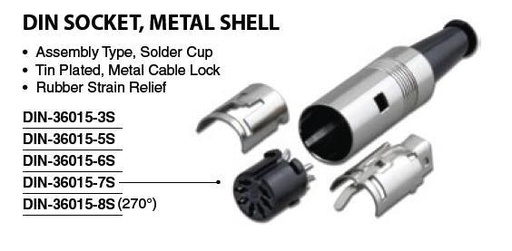 [131274] DIN HUN 5-pol 360¤ "X" Metal POSE med 10 stk.