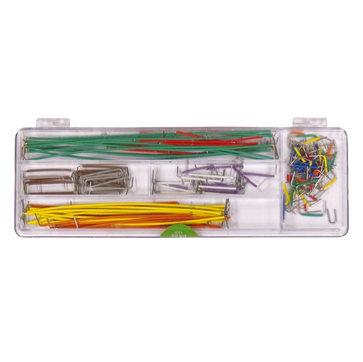 [97773] Jumperkabler Lussæt Kit. Hårde ledninger 140 stk. div. længder og farver
