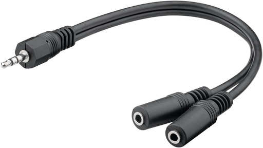 [99937] Splitterkabel 3,5mm. Stereo han > 2 x Stereo hun, 20cm.