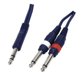 [100206] 6,3 Stereo Jack Han > 2 x 6,3 Mono Jack Han 3 m.