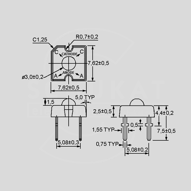 [107772] IR-LED Water-clear 35&deg; 7,62mm