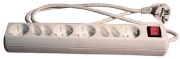 [109833] Stikdåse m/8 stik Schuko/Euro HVID 1,5m. Med afbryder