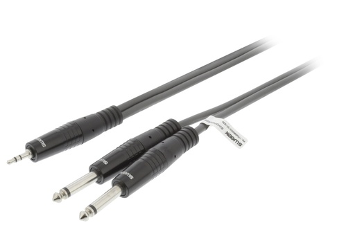 [109937] Minijack stereo han - 2 x Jack mono han, 1.5m SWEEX