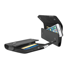 [123820] iLuv læder-etui til iPhone 5 og kreditkort med bæltespænde