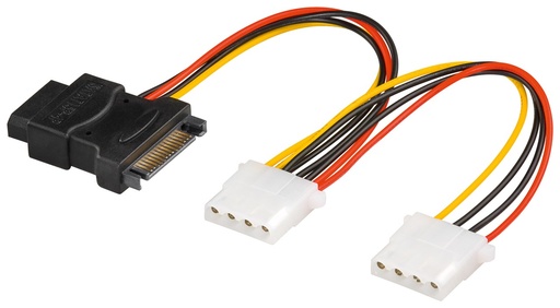 [124031] PC Y-strømadapter, 5,25/SATA 1x combo han til 2x hun