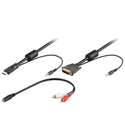 [124070] DVI - HDMI, med lyd, 3m