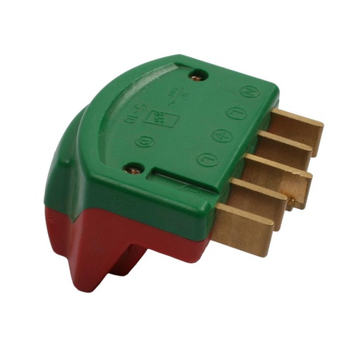 [124727] Kraftstik Vinkel Han 5 POLET Rød/Grøn 440V 16 A Slagfast