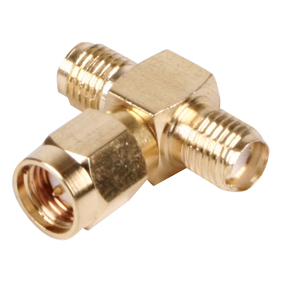 [124774] SMA han - 2xSMA hun T-SPLIT ADAPTER GOLD PLATED