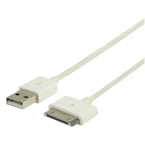 [124782] USB-kabel til iPod/iPad/iPhone, HVID, 1m