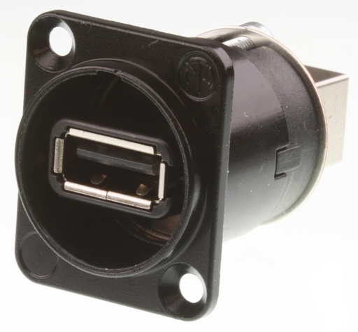 [125082] Neutrik USB chassis bøsning A/B USB 2.0 Sort