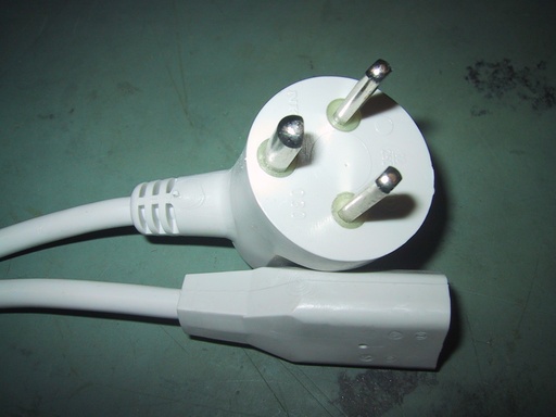 [126538] Apparat kabel m. vinklet EDB stik, 2m, Grå