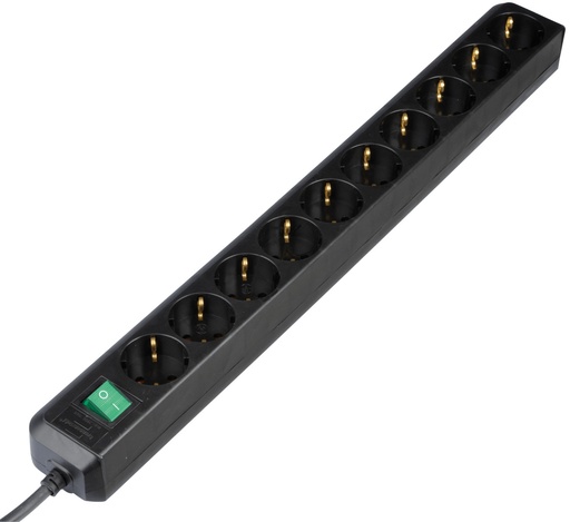 [137436] Stikdåse med 10 schuko-udtag, 3m, SORT