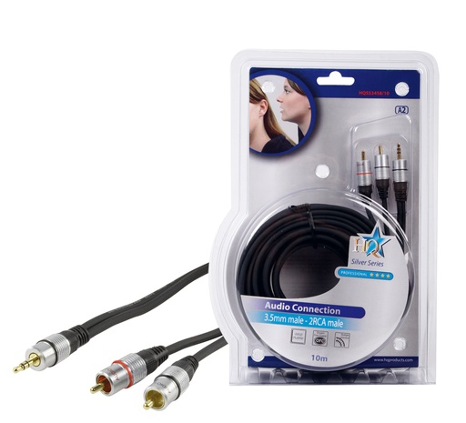 [137770] HQ minijack stereo han - 2 x phono han, 10m
